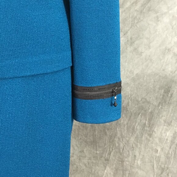 BEAUTIFUL St John collection knit turquoise black jacket skirt suit size 8 10 - Picture 6 of 10